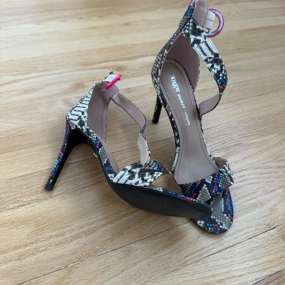 Taryn Rose Snakeskin Heels with Pink and Blue Accents - Picture 3 of 8